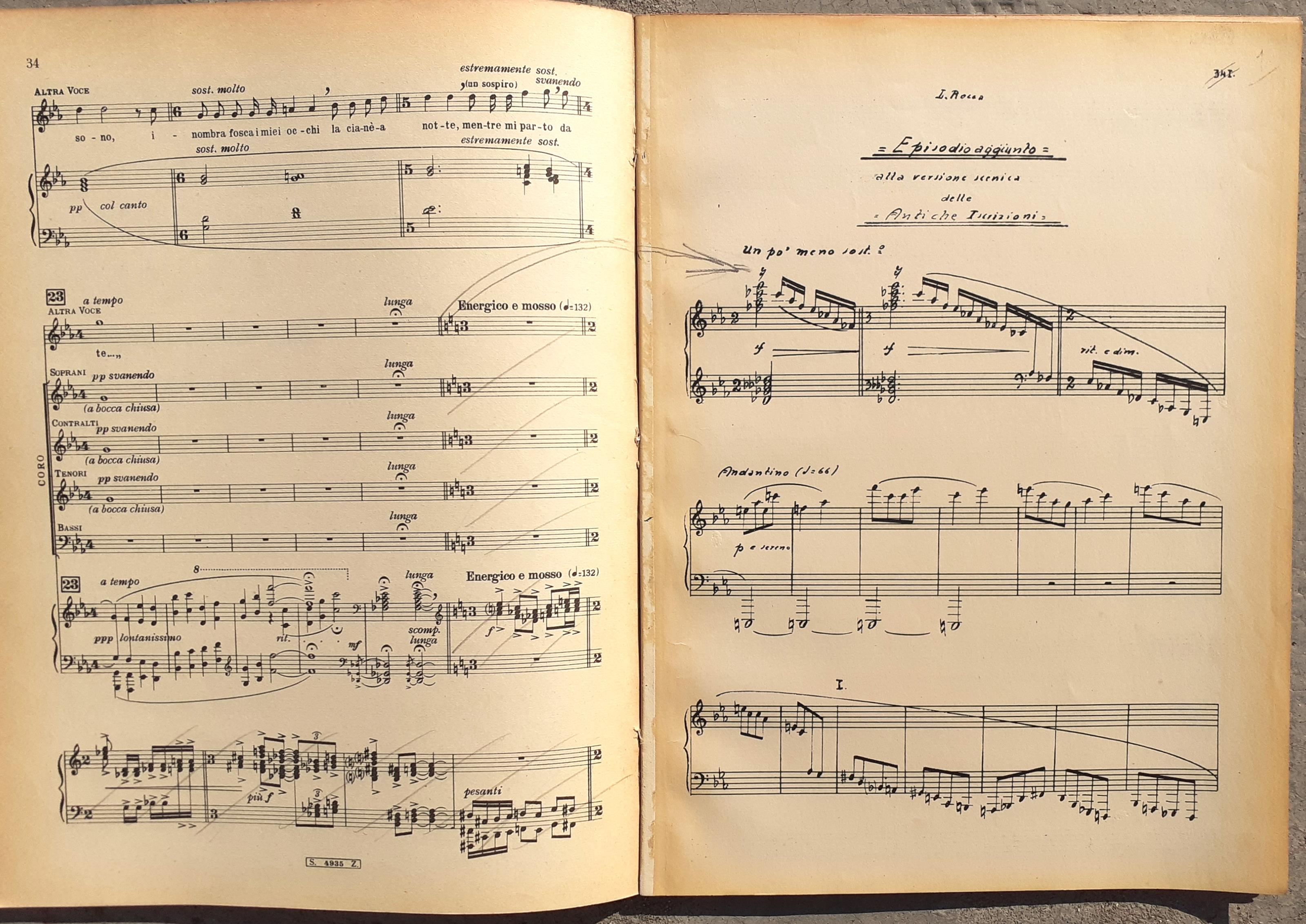 L. Rocca ANTICHE ISCRIZIONI spartito con testo aggiunto dall'autore - Edizioni Suvini Zerboni 1954