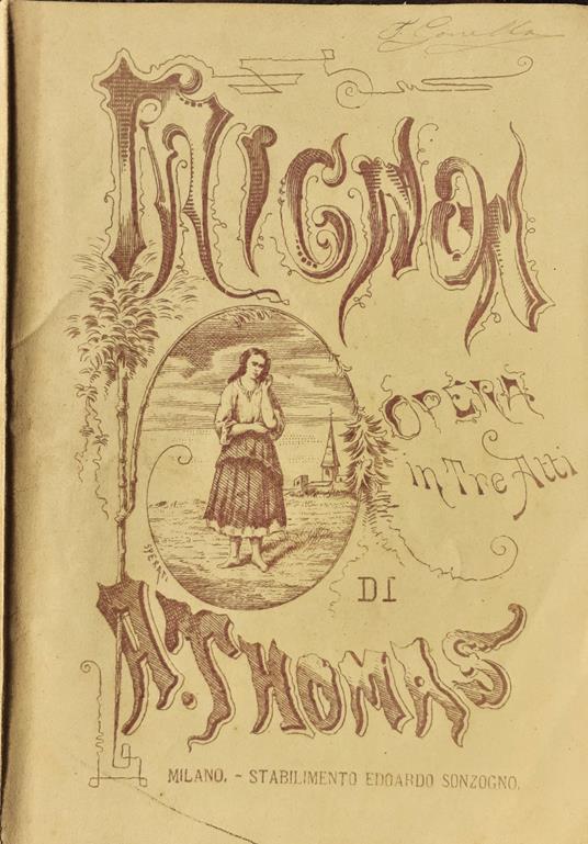 MIGNON dramma lirico in due atti Teatro Regio di Torino 1875 - Ambrogio Thomas - copertina