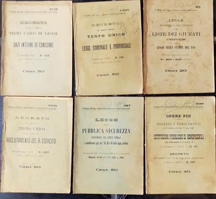 Sei opuscoli legislativi Biblioteca Legale della Gazzetta del Popolo inizi '900 - copertina