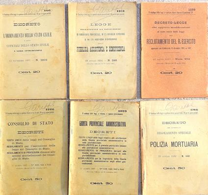 Sei opuscoli legislativi Biblioteca Legale della Gazzetta del Popolo inizi '900 - copertina