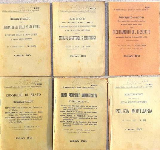 Sei opuscoli legislativi Biblioteca Legale della Gazzetta del Popolo inizi '900 - copertina