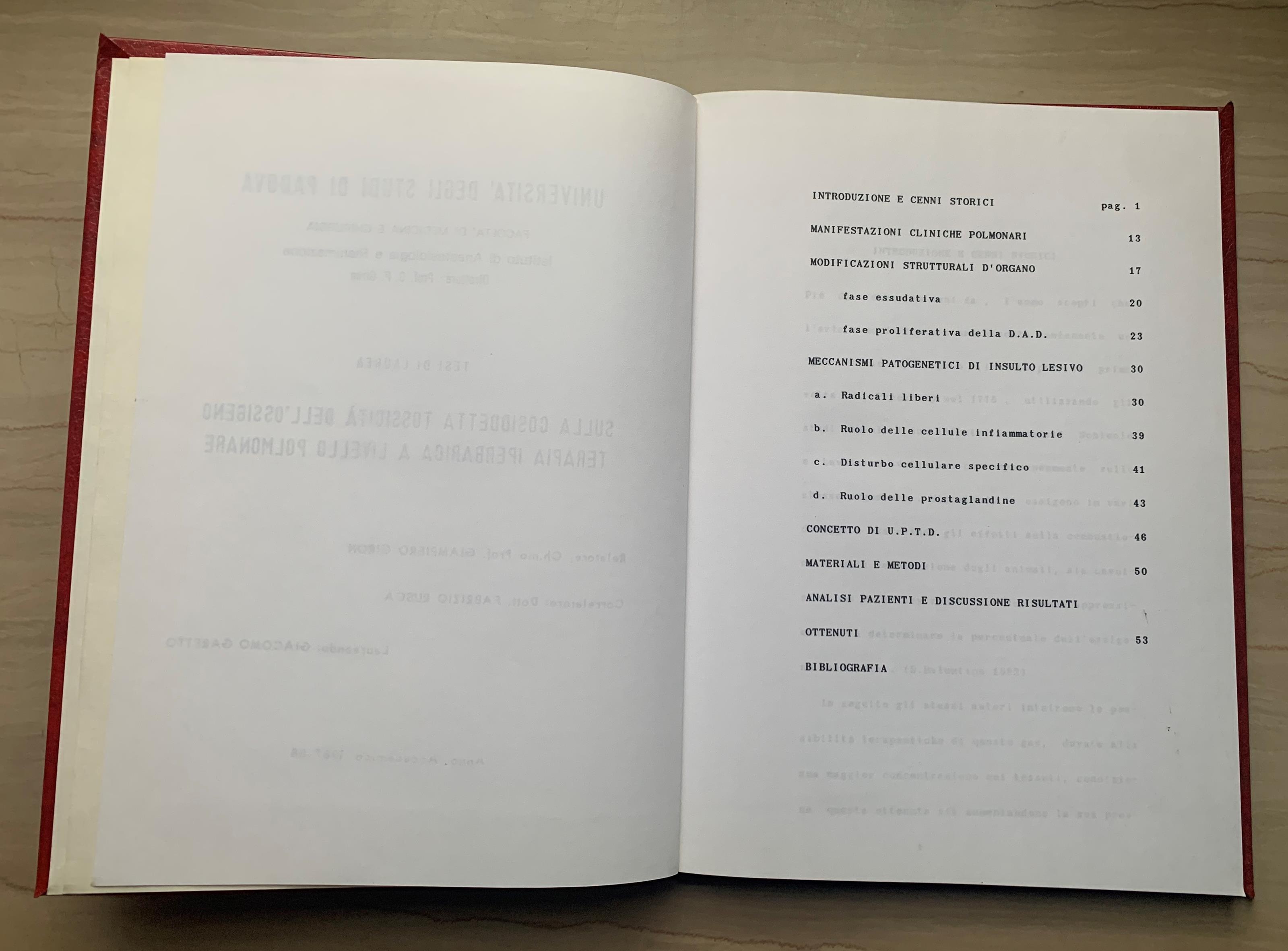 Sulla cosiddetta tossicità dell'ossigeno: terapia iperbarica a livello polmonare. Tesi di Laurea