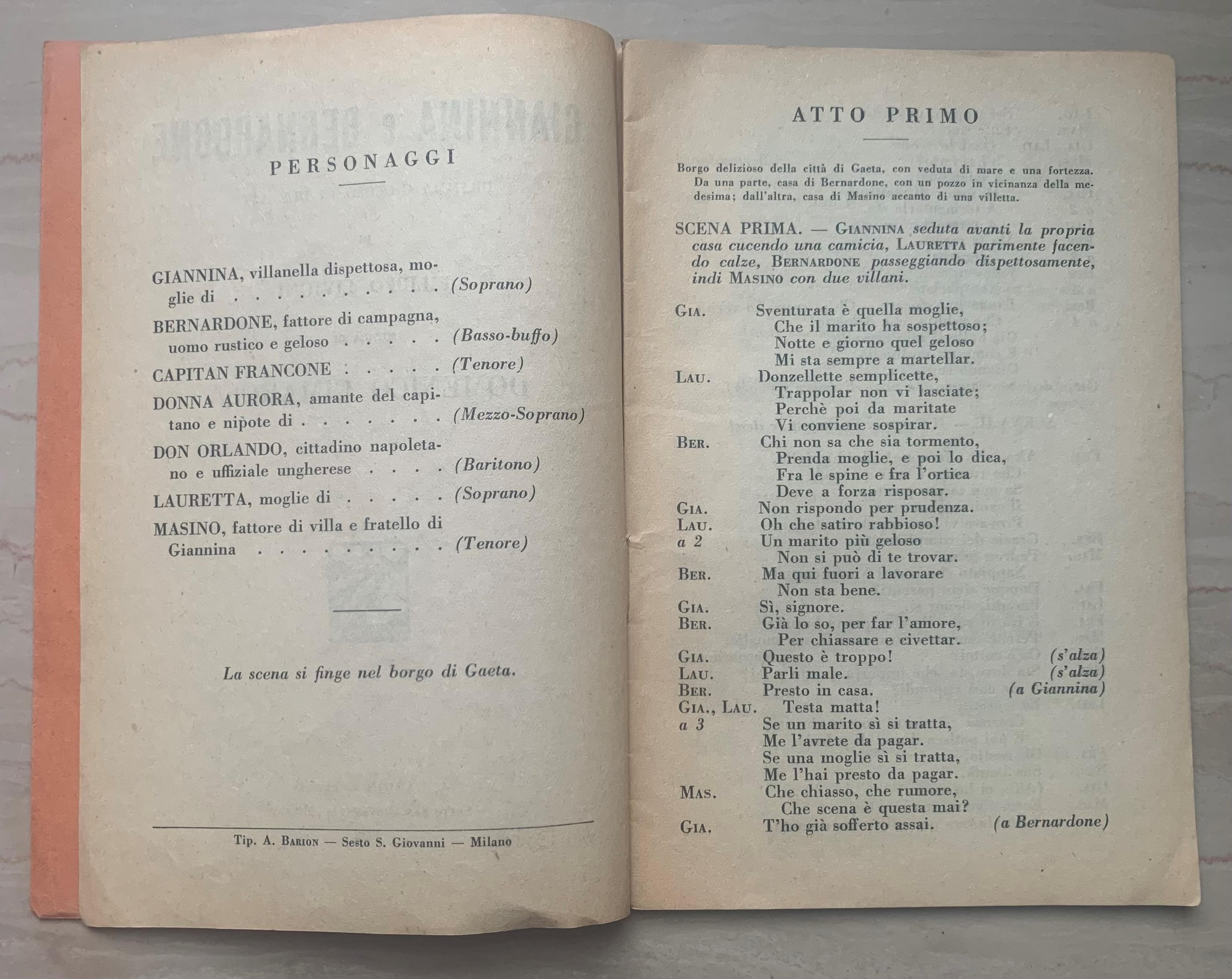 Giannina e Bernardone. Dramma giocoso in due atti