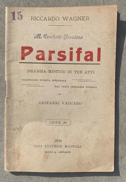 Parsifal. Dramma mistico in tre atti - copertina