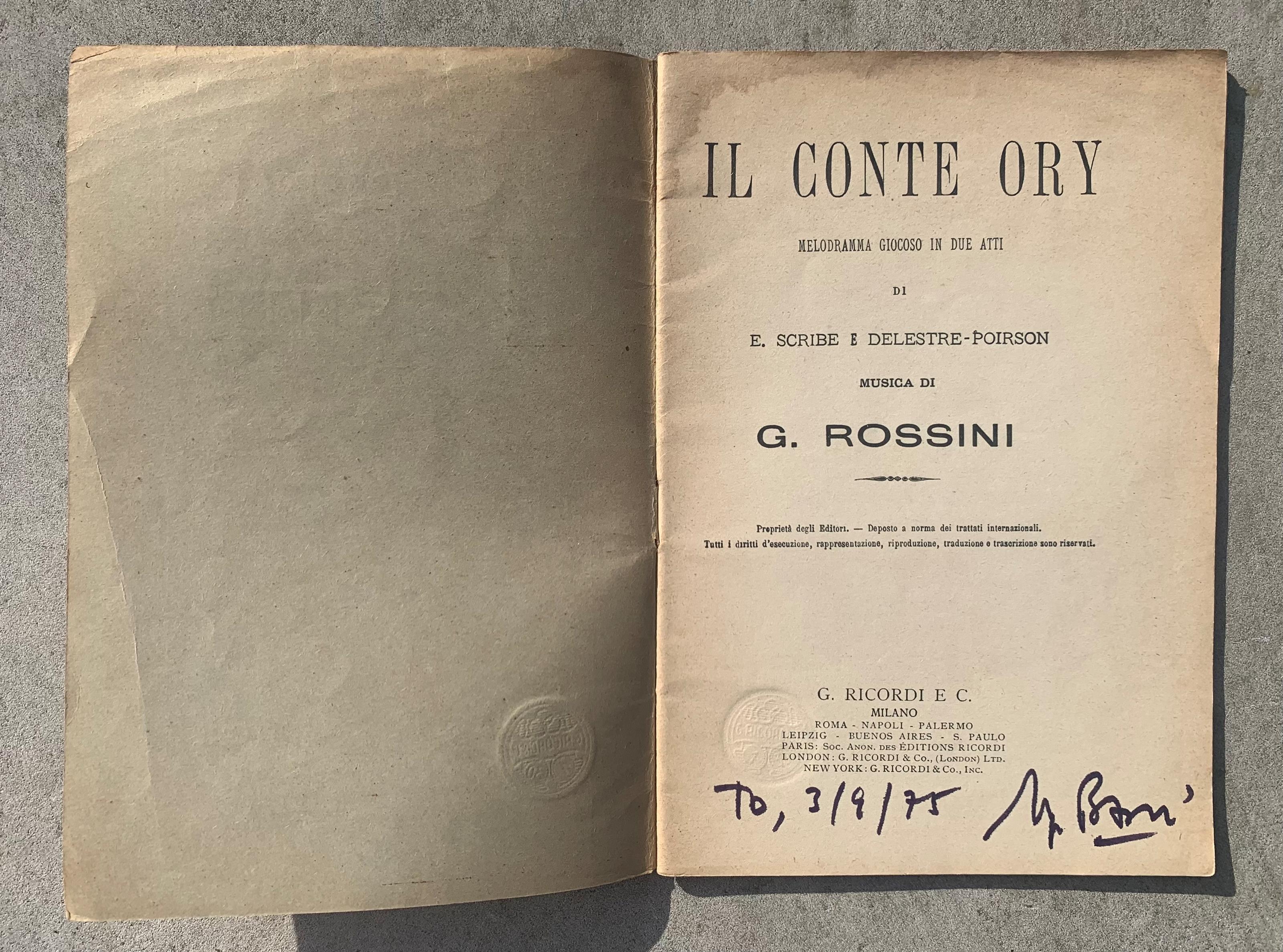 Il Conte Ory. Melodramma giocoso in due atti