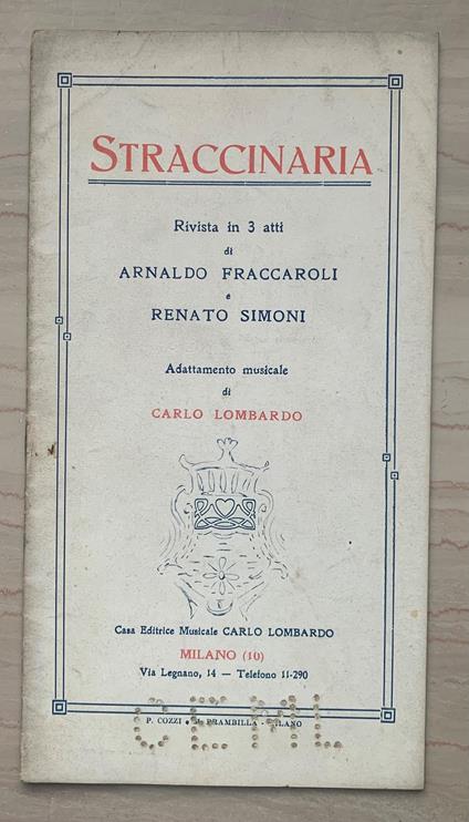 Straccinaria. Rivista in 3 atti - copertina