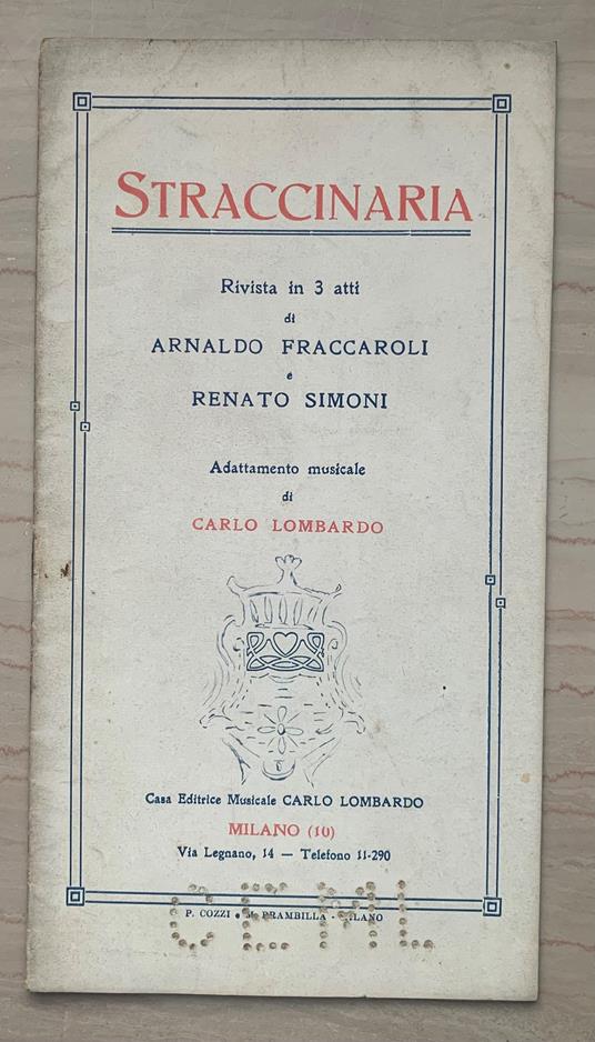 Straccinaria. Rivista in 3 atti - copertina