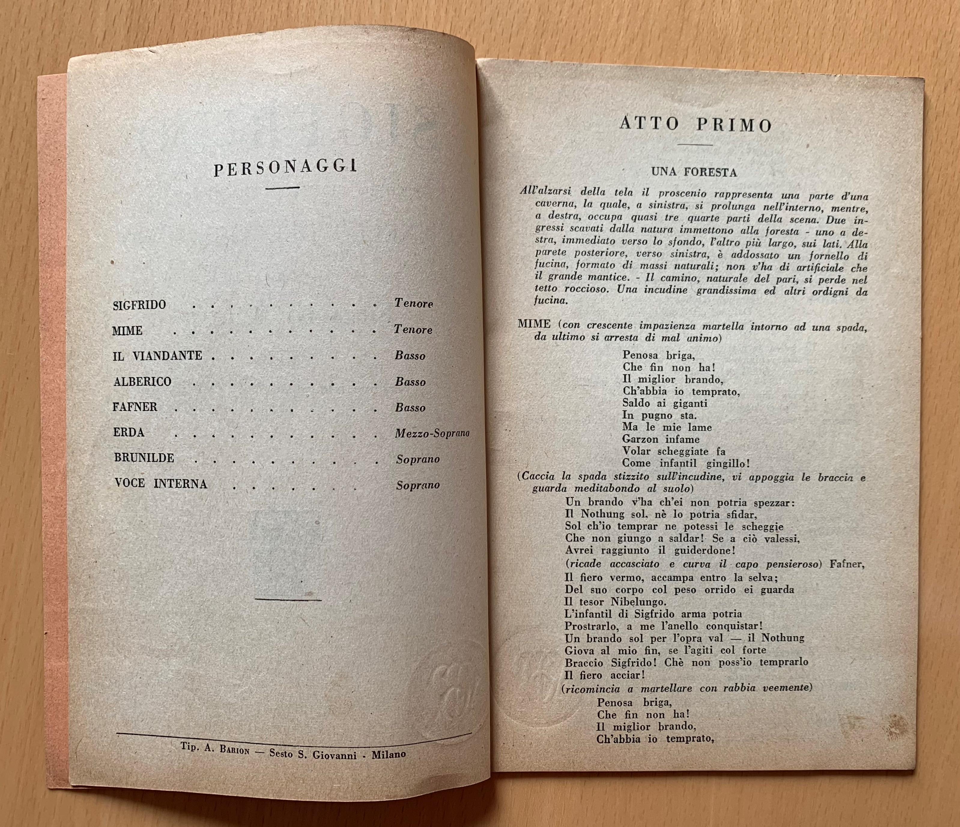 Sigfrido. Seconda giornata della trilogia : L'anello del Nibelungo
