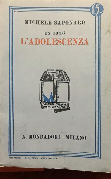 Un Uomo L' Adolescenza - Michele Saponaro - copertina