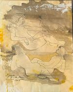 Disegno a china di Pit Piccinelli con dedica 1965