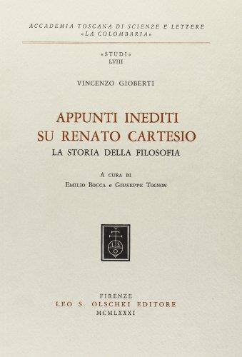 Appunti inediti su Renato Cartesio. «La storia della filosofia» - Vincenzo Gioberti - copertina