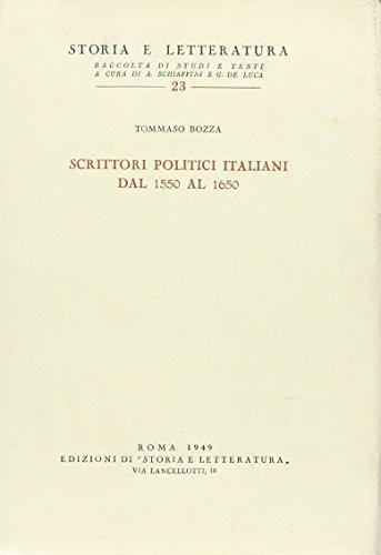Scrittori politici italiani dal 1550 al 1650. Saggio di bibliografia - Tommaso Bozza - copertina