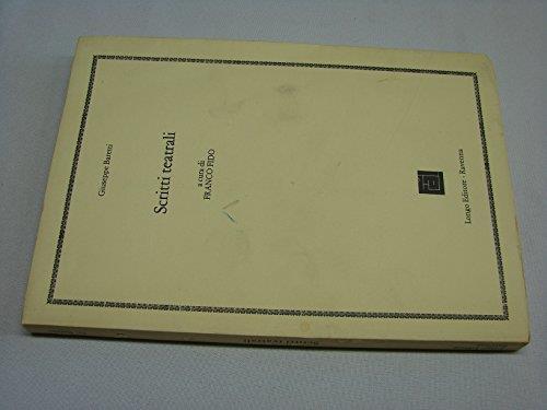 Scritti teatrali - Giuseppe Baretti - copertina