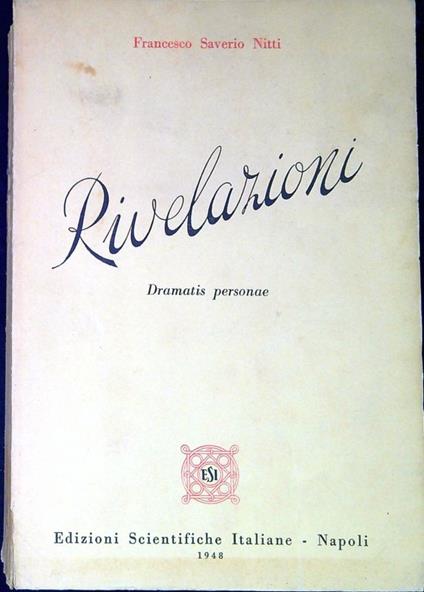 Rivelazioni dramatis personae - F. Saverio Nitti - copertina