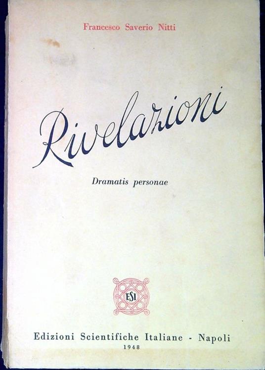 Rivelazioni dramatis personae - F. Saverio Nitti - copertina