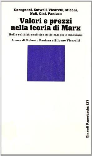 Valori e prezzi nella teoria di Marx - Roberto Panizza - copertina