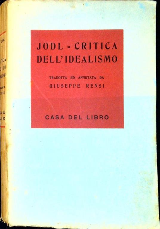 Critica dell'idealismo - Federico Jodl - copertina
