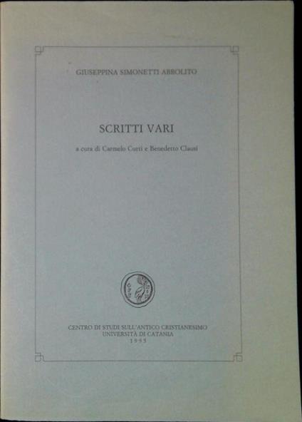 Scritti vari - copertina