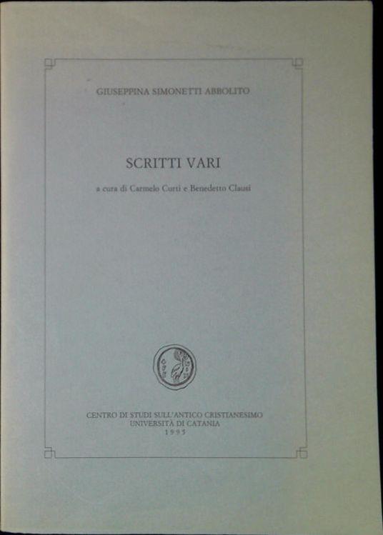 Scritti vari - copertina