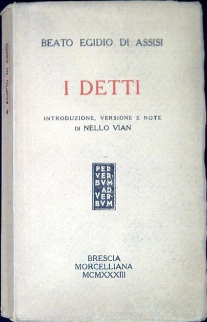 I detti - Egidio D'Assisi - copertina
