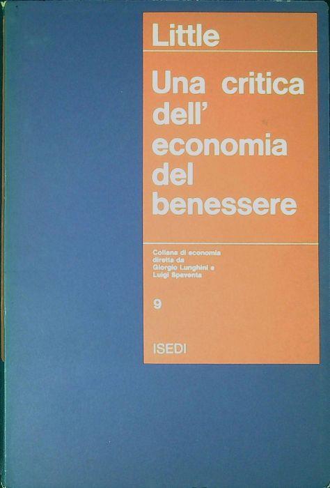 Una critica dell'economia del benessere - copertina