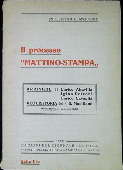 Il processo "Mattino-Stampa" - copertina