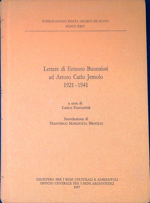 Lettere di Ernesto Buonaiuti ad Arturo Jemolo, 1921-1941 - copertina