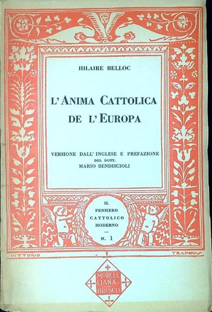 L' anima cattolica de l'Europa - Hilaire Belloc - copertina