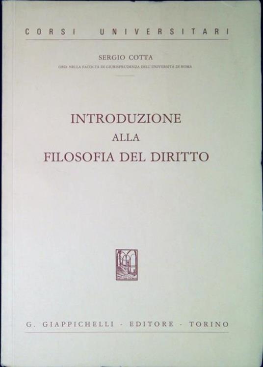 Introduzione alla filosofia del diritto - Sergio Cotta - copertina