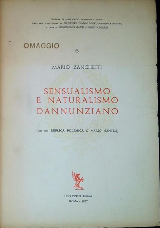 Sensualismo e naturalismo dannunziano - Mario Zanchetti - copertina