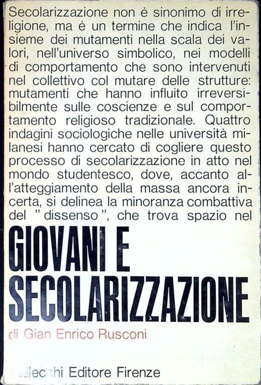 Giovani e secolarizzazione - Gian Enrico Rusconi - copertina