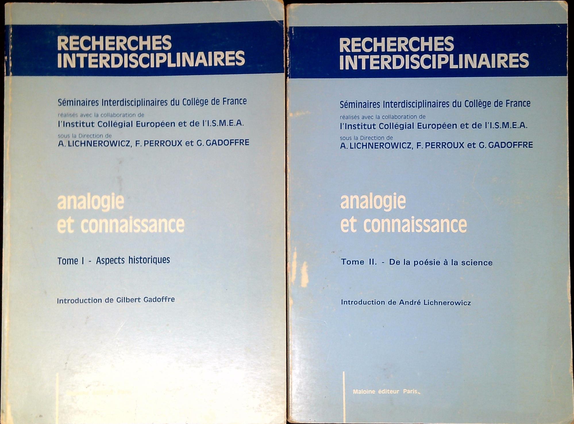 Analogie et connaissance 1: Aspects historiques 2: De la poesie a la science