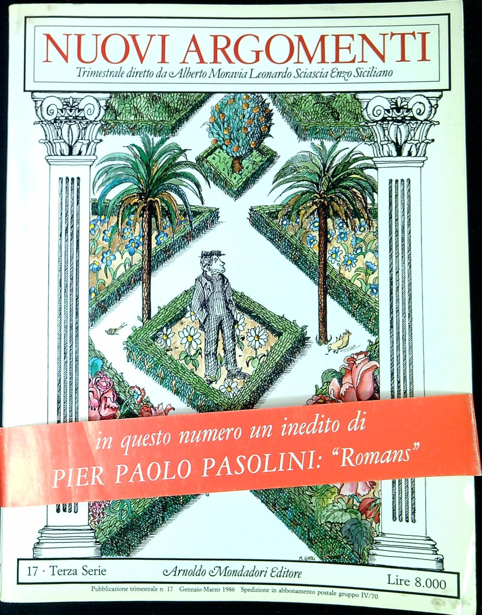 Nuovi argomenti n.17, 1986. Contiene un inedito di Pier Paolo Pasolini, Romans