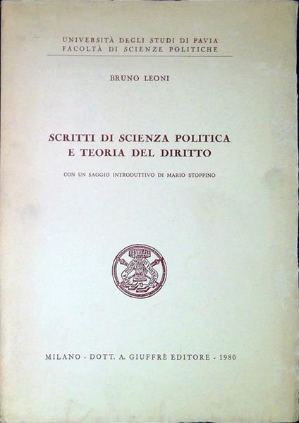 Scritti di scienza politica e teoria del diritto - copertina