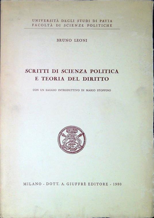 Scritti di scienza politica e teoria del diritto - copertina