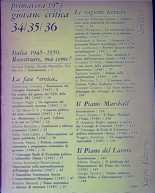 Giovane critica 34/35/36 primavera 1973 - copertina