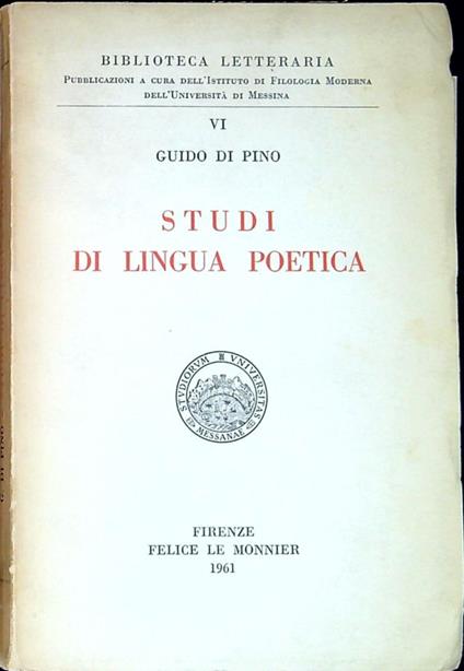 Studi di lingua poetica - Guido Di Pino - copertina