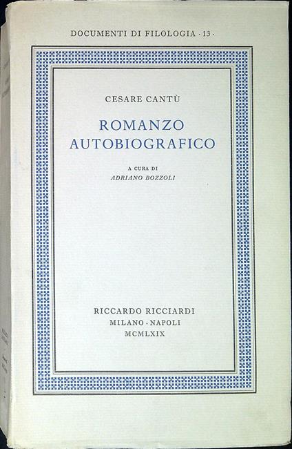 Romanzo autobiografico - copertina