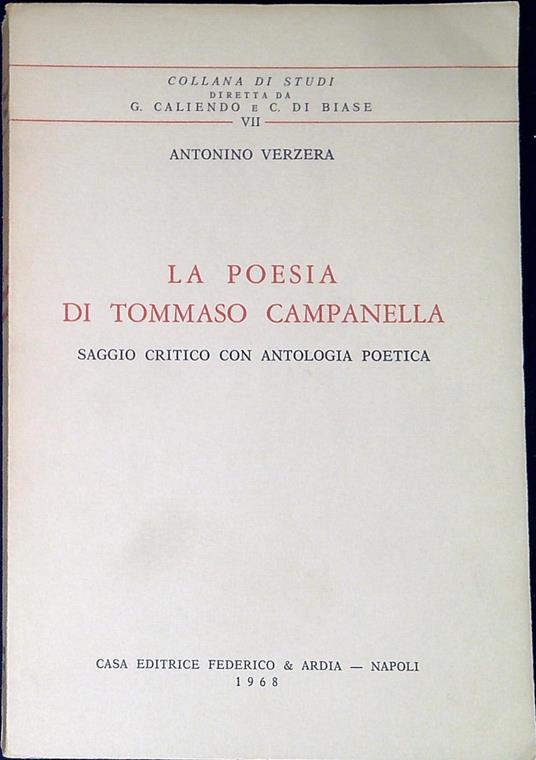 La poesia di Tommaso Campanella : saggio critico con antologia poetica - copertina