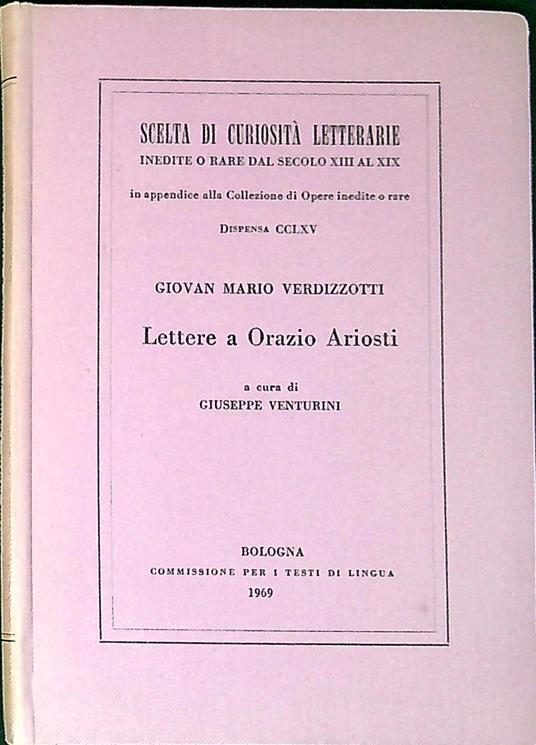 Lettere a Orazio Ariosti - copertina