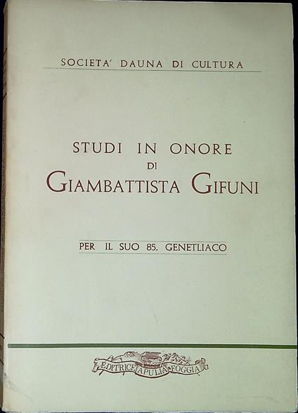 Studi in onore di G. B. Gifuni per il suo 85. genetliaco - copertina