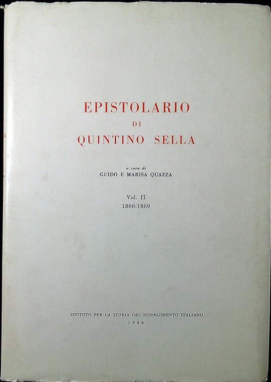 Epistolario di Quintino Sella. Vol. 2 : 1866-186 - copertina