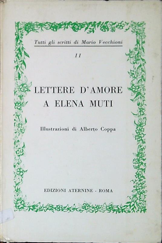 Lettere d'amore a Elena Muti - Mario Vecchioni - copertina