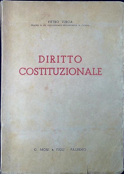 Diritto costituzionale - Pietro Virga - copertina