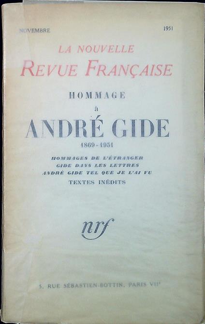 Hommage a André Gide - copertina