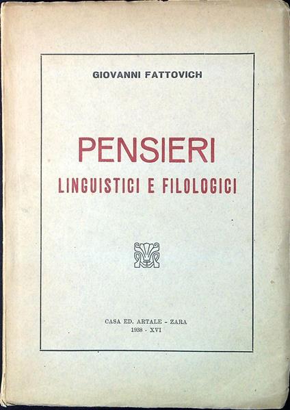 Pensieri linguistici e filologici - copertina