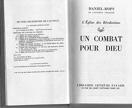L' Eglise des RŽvolutions, un combat pour Dieu - Henri Daniel Rops - copertina