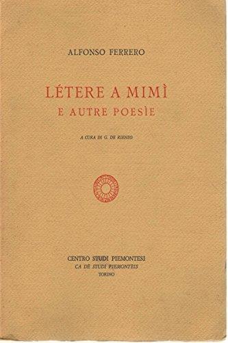 Létere a Mimì e autre poesìe - Alfonso Ferrero - copertina
