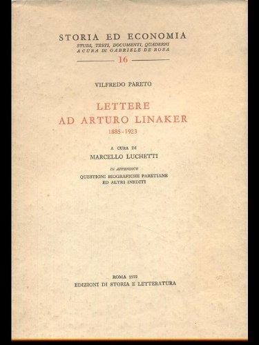 Lettere ad Arturo Linaker 1885-1923 - Vilfredo Pareto - copertina