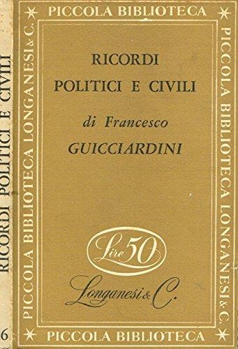 Ricordi politici e civili - Francesco Guicciardini - copertina